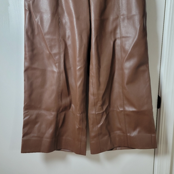 Böhme Wide Leg Faux Leather Pants | Brown Faux Leather Pants | Size Small - Picture 2 of 9